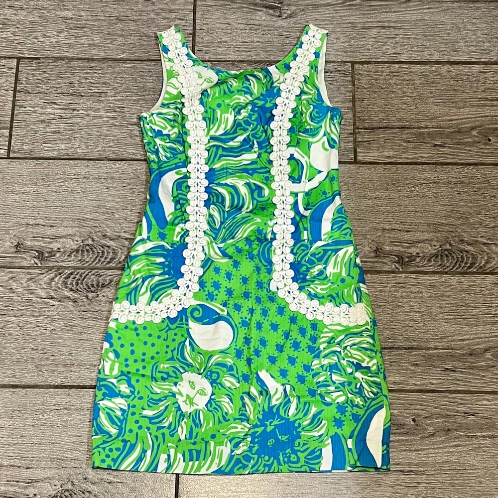 Lilly Pulitzer Liz Shift Dress, 00, Limeade Roar of the Jungle